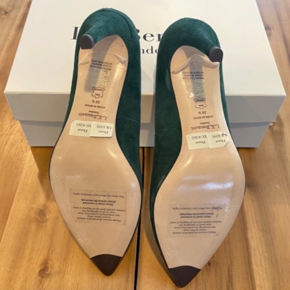 L.K. Bennett Floret Wintergreen Suede Pointed Toe Courts - Picture 4 of 5